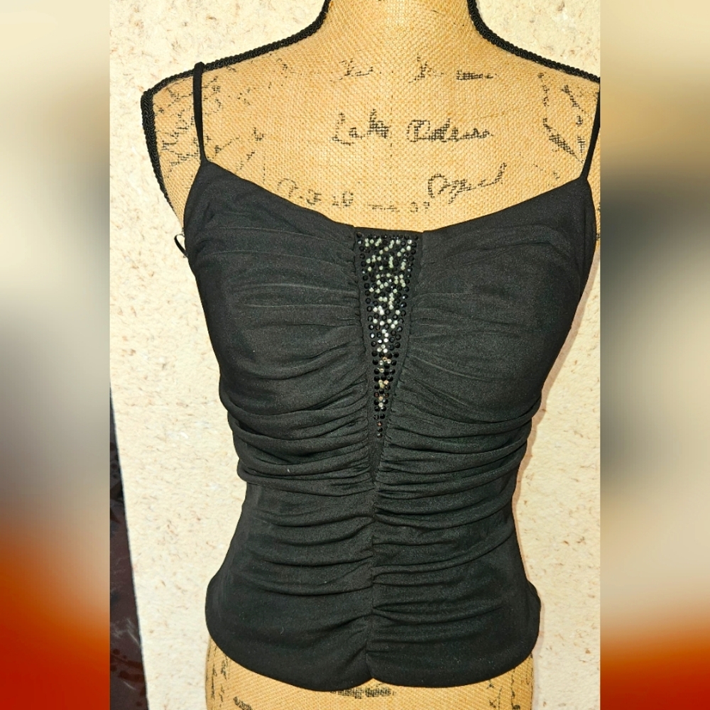 Sexy Top With Zipper On A Back And Rinestones. Size 6. JS Collection.
